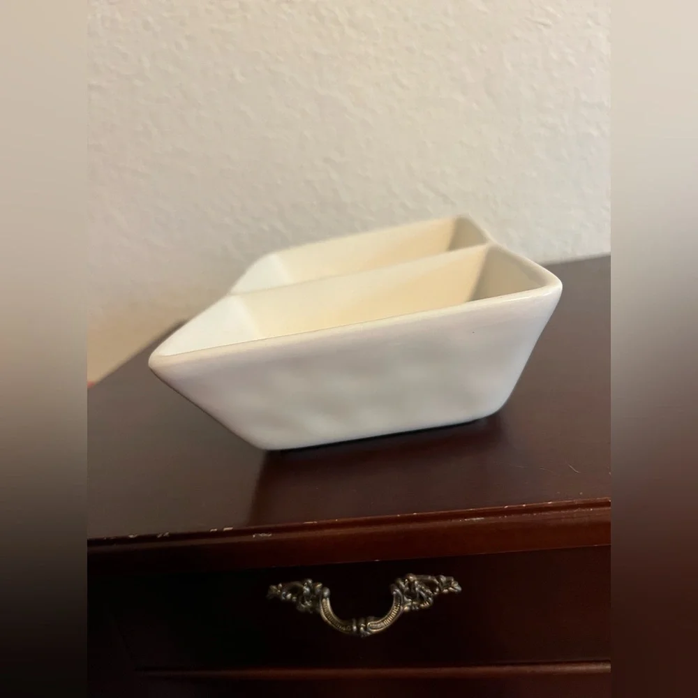 Rae Dunn You're Pretty White Ceramic Dual Section Dish